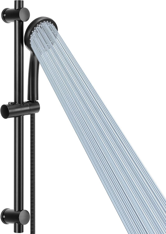 5-Setting High Pressure Handheld Shower Head Combo,  Multi-Functions Powerful Spray Handheld Showerhead Combo (With Slide Bar and 60″ Stainless Steel Hose, Matte Black)