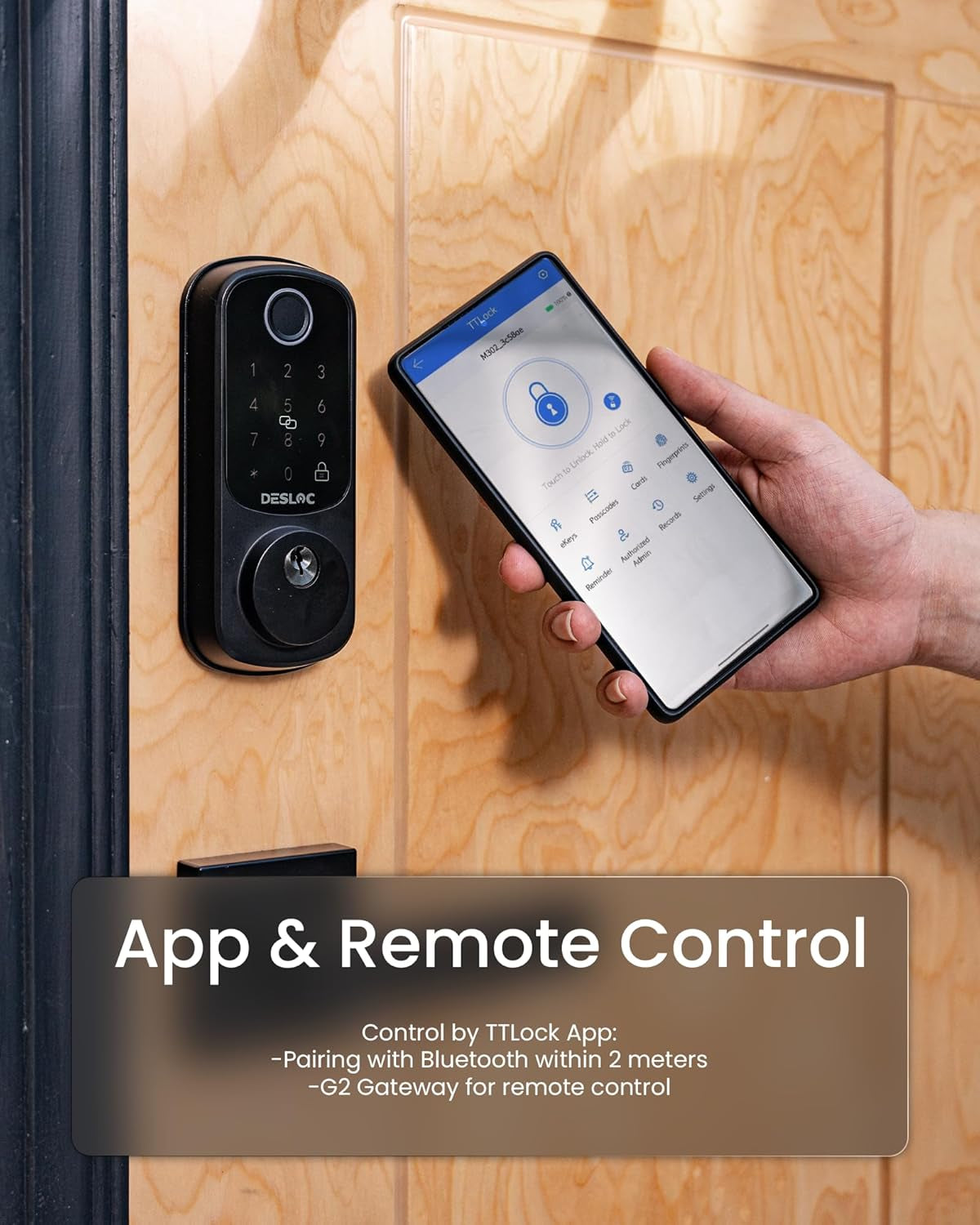 Smart Door Lock B200, Smart Deadbolt Lock, Keyless Entry Door Lock, Fingerprint Deadbolt Smart Lock, Smart Locks for Front Door, App Control, Touchscreen Keypad Deadbolts,12-Month Battery, IP54