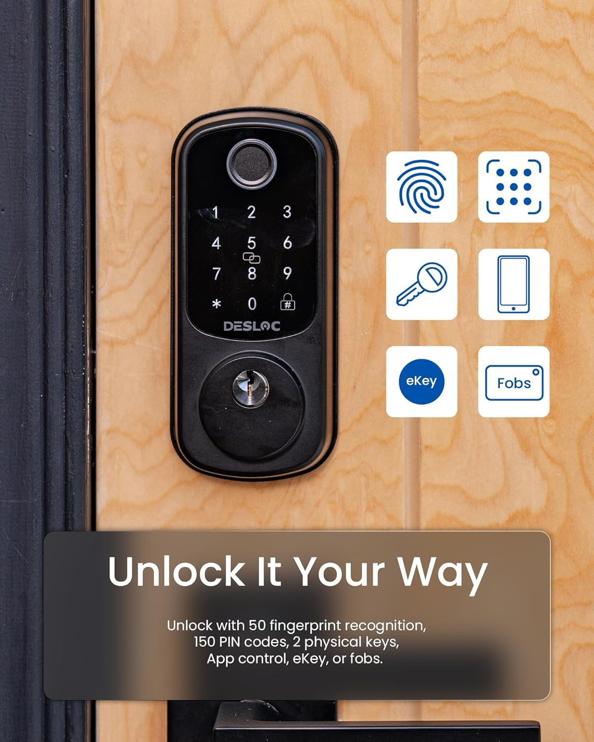 Smart Door Lock B200, Smart Deadbolt Lock, Keyless Entry Door Lock, Fingerprint Deadbolt Smart Lock, Smart Locks for Front Door, App Control, Touchscreen Keypad Deadbolts,12-Month Battery, IP54