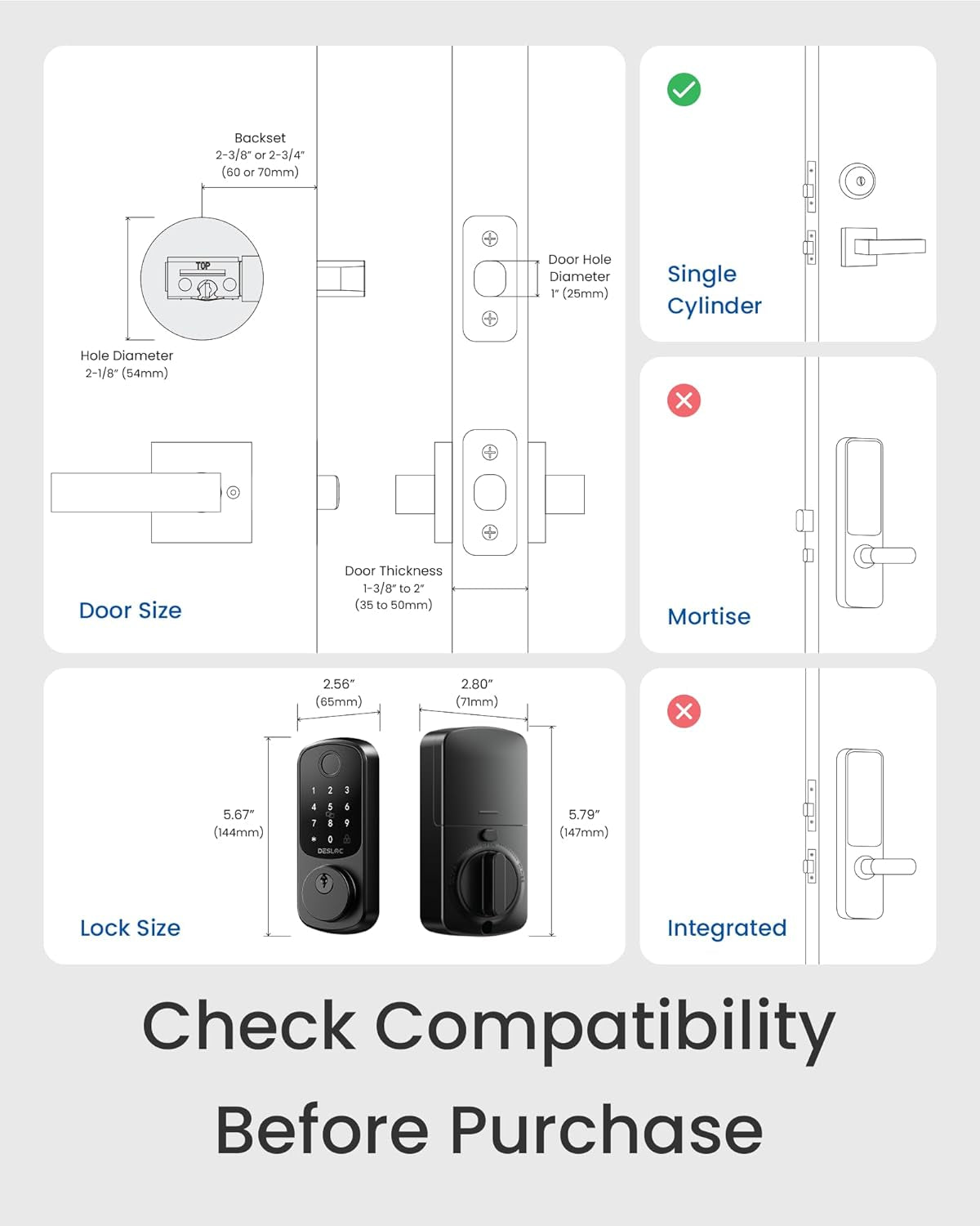 Smart Door Lock B200, Smart Deadbolt Lock, Keyless Entry Door Lock, Fingerprint Deadbolt Smart Lock, Smart Locks for Front Door, App Control, Touchscreen Keypad Deadbolts,12-Month Battery, IP54