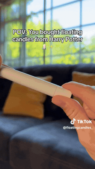 Floating Candles with Wand 12 Pcs Magic Hanging Candles Flickering Warm Light Flameless Floating LED Candle Halloween Decoration