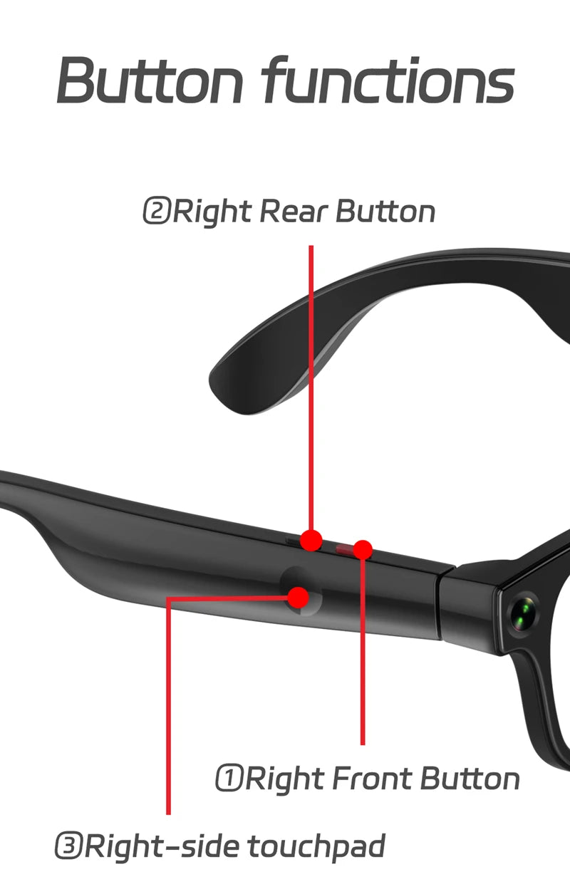 AI Translation 4K Smart Glasses 800W Pixel Video Recording Local Storage Recording Intelligent Translation Shoot Built-In Memory