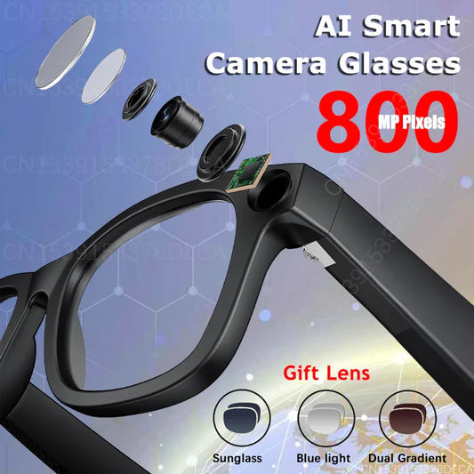 AI Translation 4K Smart Glasses 800W Pixel Video Recording Local Storage Recording Intelligent Translation Shoot Built-In Memory