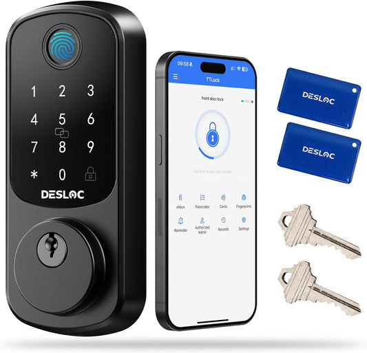 Smart Door Lock B200, Smart Deadbolt Lock, Keyless Entry Door Lock, Fingerprint Deadbolt Smart Lock, Smart Locks for Front Door, App Control, Touchscreen Keypad Deadbolts,12-Month Battery, IP54